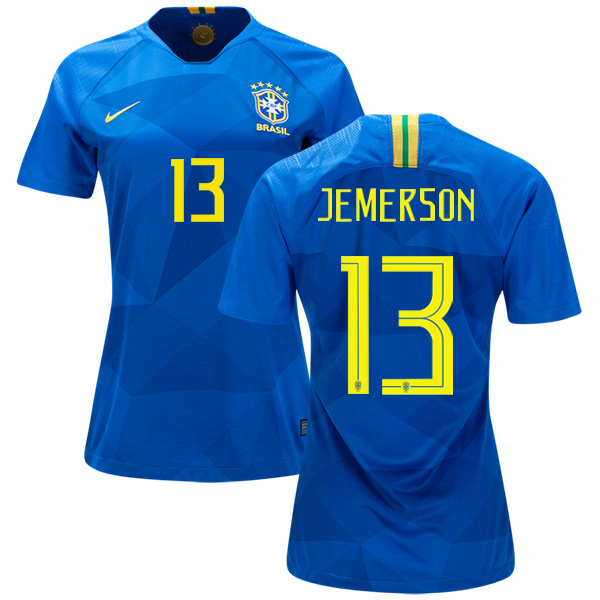 Women's Brazil #13 Jemerson Away Soccer Country Jersey
